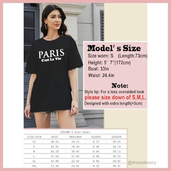 Oversized Paris Graphic Tee Women's Short Sleeve Crewneck Casual Shirt - Picture 5 of 8